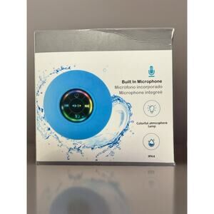 NIB Waterproof Bluetooth Shower Speaker LED Light Mic IPX4 sing in the shower